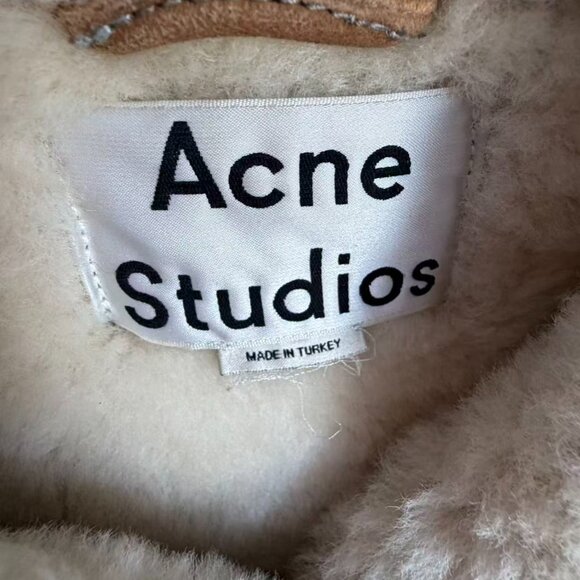 Acne Studios Dark Orange Velocite Suede Shearling Jacket - Picture 2 of 5